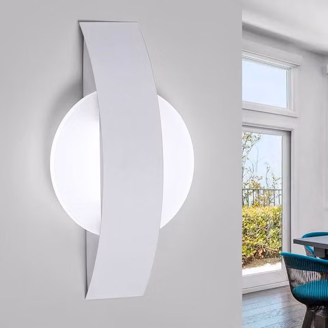 Goeco Modern Round LED Interior Wall Light, 12W Cool White 6500K, White Aluminium and Acrylic Up and Down Light for Hallways and Stairs