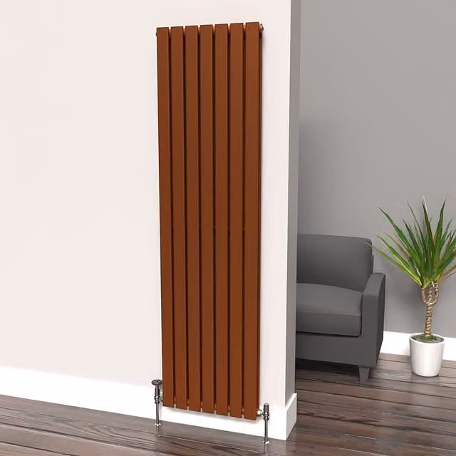 Lux Heat Flat Coloured Vertical Steel Radiator in Bronze/Brown, H 180 cm x W 49 cm
