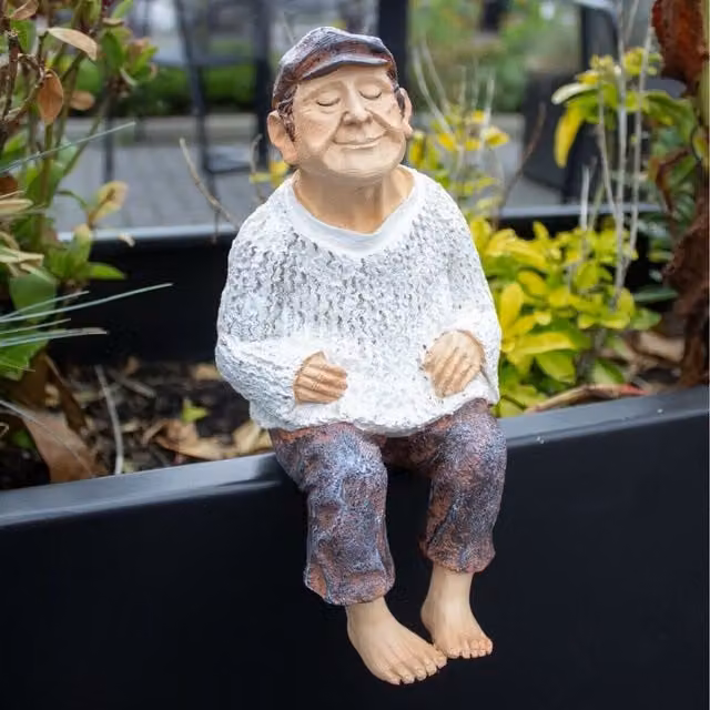 Garden Mile Multicoloured Rustic Ceramic Grandfather Tabletop Garden Ornament