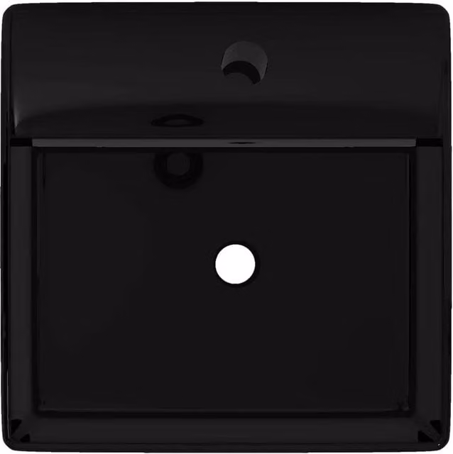 Berkfield Home Elegant Square Ceramic Bathroom Sink Basin in Black with Overflow