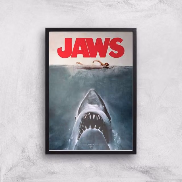 Jaws Swim Multicolour Giclee Art Print on Paper, Size: A2