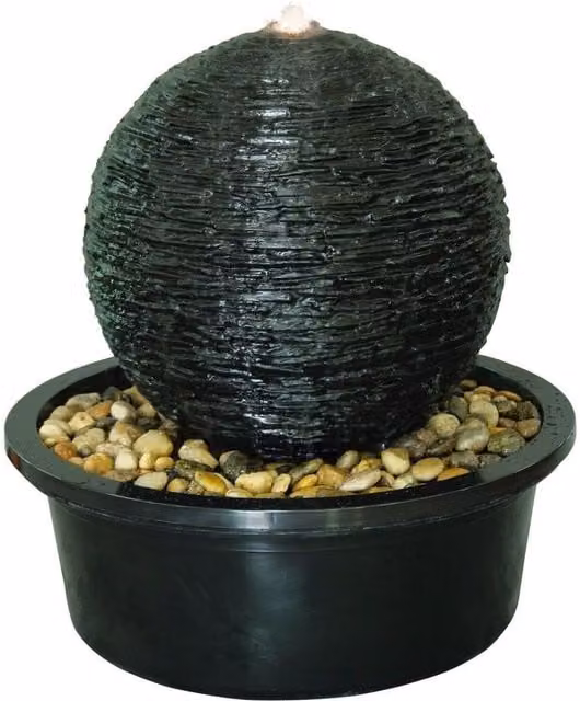 Tranquility Grand Costa Rica Modern Freestanding Water Feature in Grey and Black