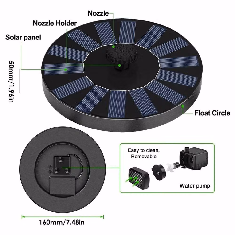 FLAVORA Black Solar Floating Fountain Water Pump – 2