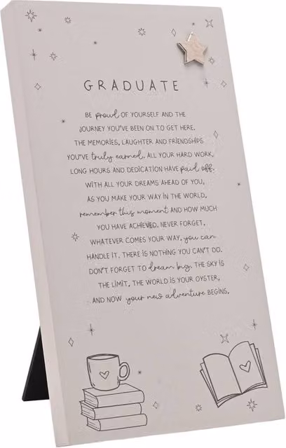Moments Grey and White Standing Verse Graduation Plaque