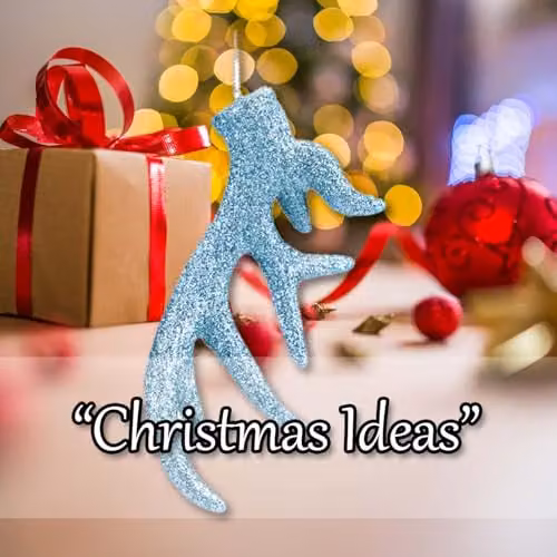 VFM e-Store Hanging Stag Antler Christmas Tree Ornament, Ice Blue, H 17 cm x W 7 cm x D 2.5 cm – 5