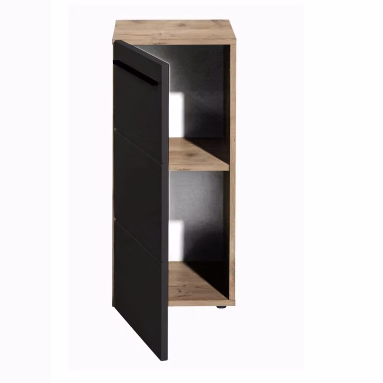 Cheshire Premium Summit Black Matt Wood Storage Cabinet with Internal Shelves and Hinged Doors