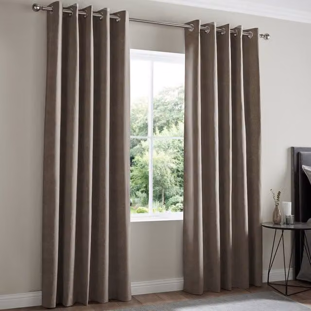 Terrys Florence Made to Measure Opaque Velvet Eyelet Curtain Panel in Brown