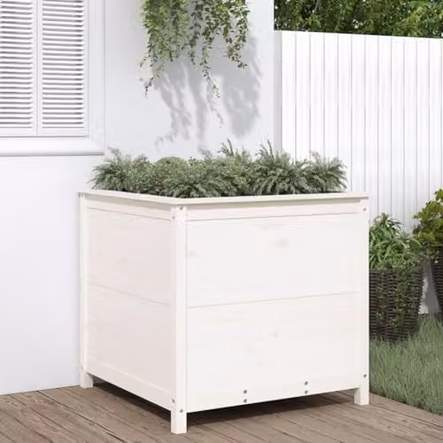 vidaXL White Pine Wood Garden Planter Tub W/D/H: 82.5 x 82.5 x 78 cm – 2