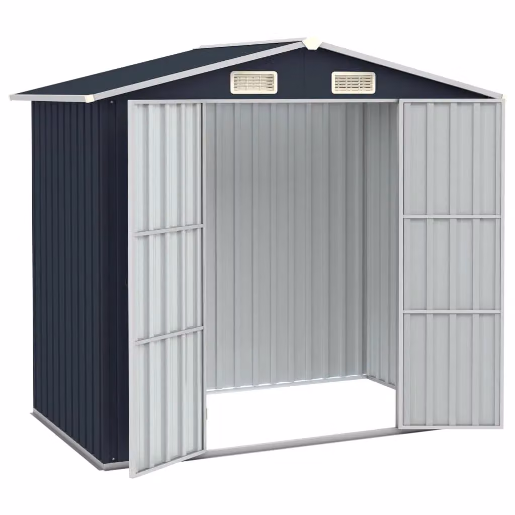 Berkfield Home Anthracite Garden Shed in Galvanised Steel with Double Doors, W/D/H: 205 x 129 x 183 cm – 2
