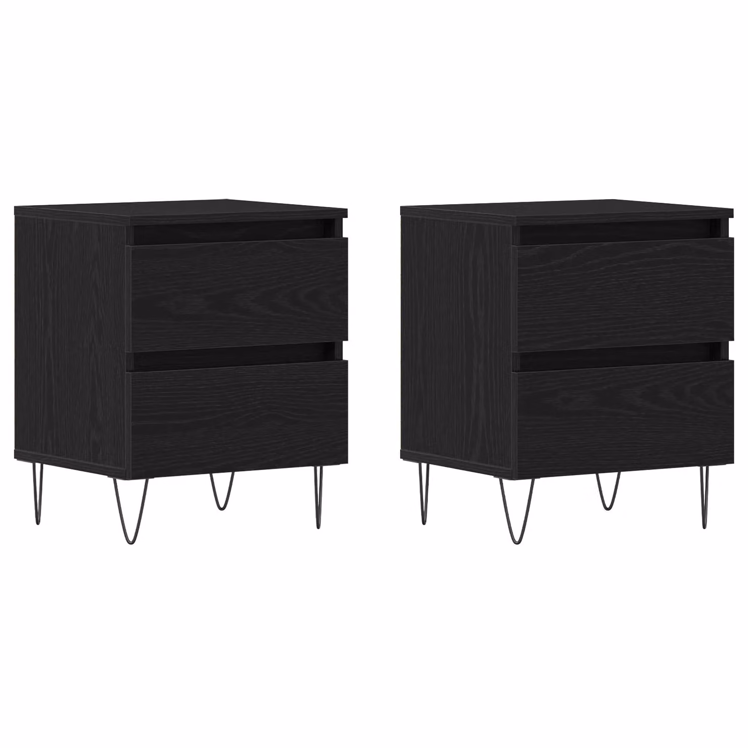 Berkfield Home Set of 2 Black Oak Bedside Cabinets, W: 40 cm, D: 35 cm, H: 50 cm – 2