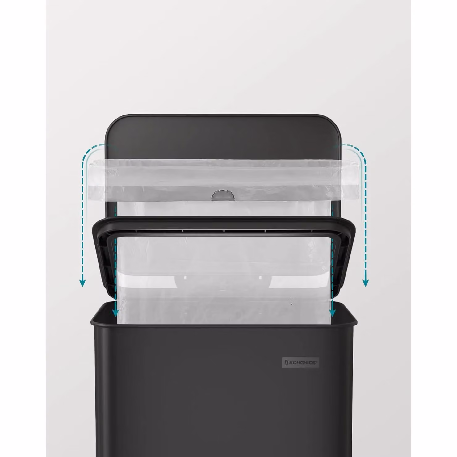 SONGMICS Large Steel Kitchen Step Bin with Soft Close Pedal in Black – 4