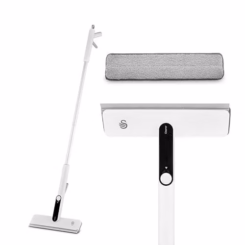 Swan Elevate Window Spray Squeegee with Thick Microfibre Pad and Telescopic Handle, White SWFC2009WHTN
