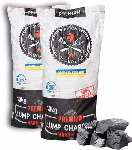 Premium Hardwood Birch Lumpwood Charcoal, 10kg Pack of 2