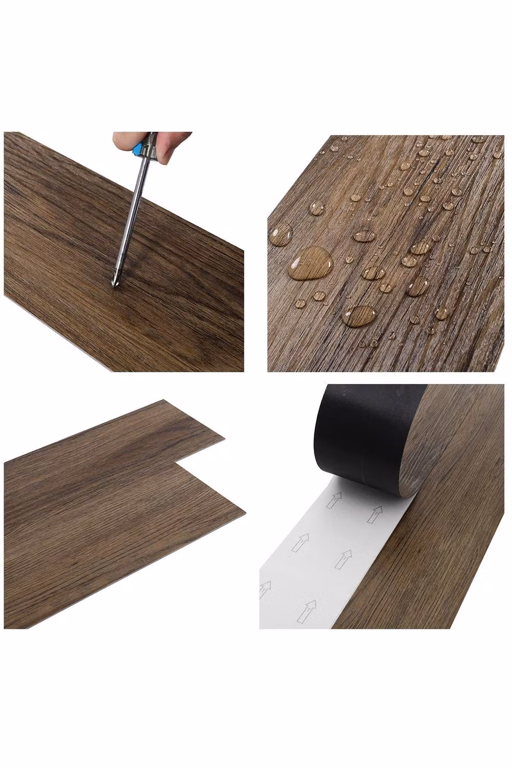 ExtraStar 36 Piece Self-Adhesive Wood Look PVC Flooring Planks in Dark Brown Rustic Style – 3