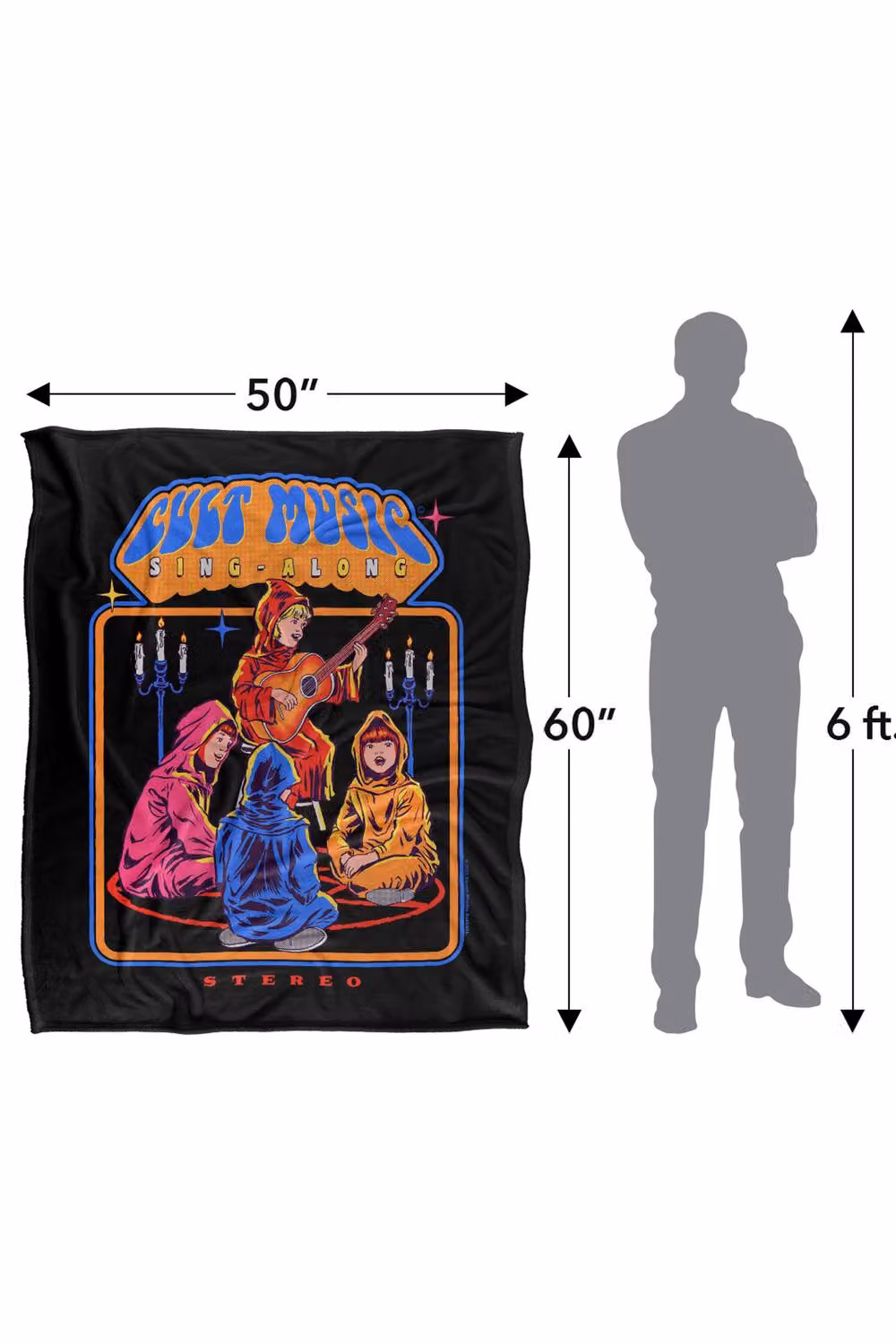 Steven Rhodes Cult Music Singalong Super Soft Fleece Throw Blanket, Multicolour, W/D/H: 152 x 127 cm – 3