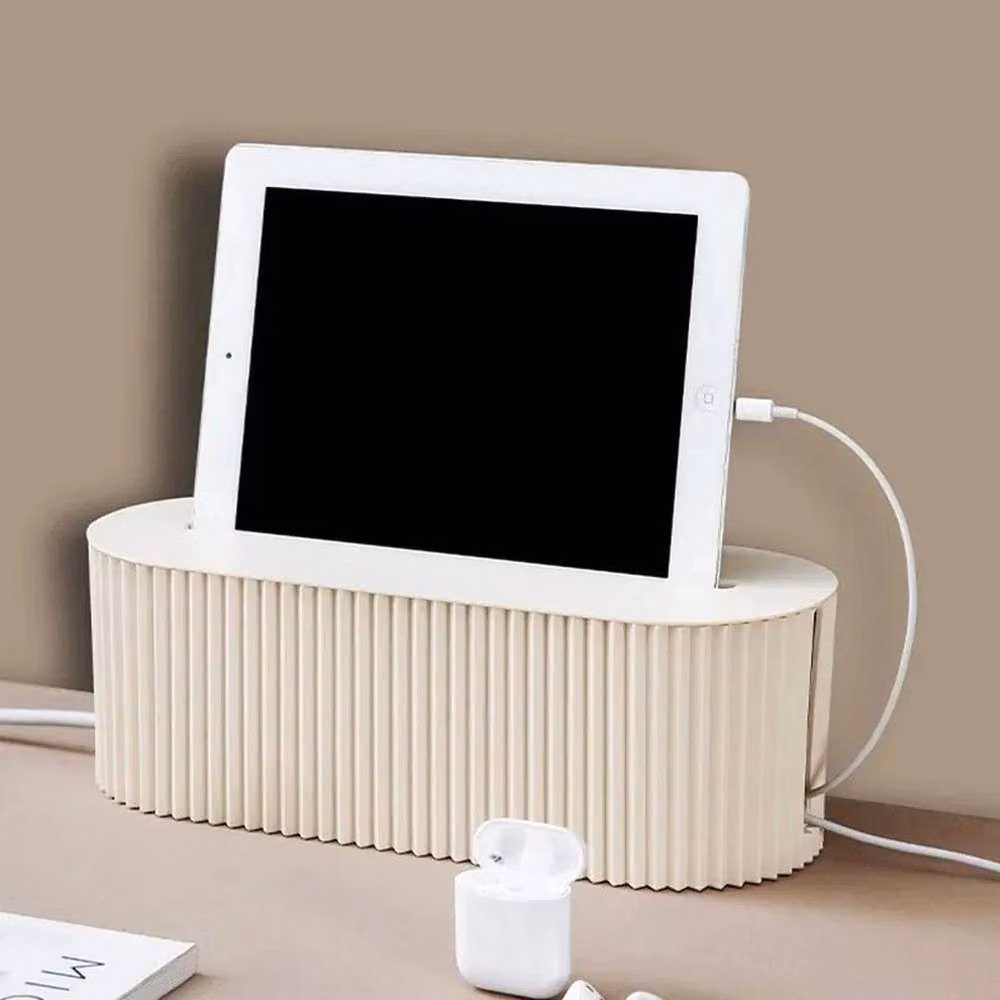 VOGREX Cable Storage Box Socket and Wire Management Organiser in Beige – 2