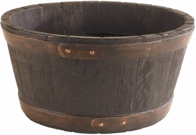 Sankey Round Oak Barrel Planter Tub in Brown