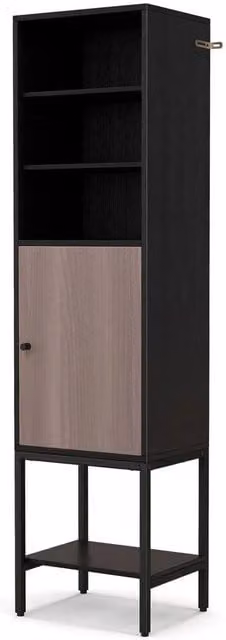 VOGREX Black Tall Freestanding Metal Storage Cabinet with Hinged Doors and Internal Shelves – 1