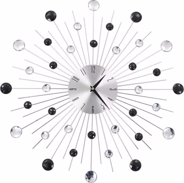 Berkfield Home Modern Round Analog Wall Clock with Quartz Movement in Silver, Diameter: 50 cm