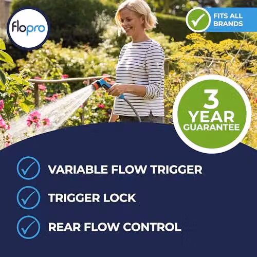 FLO-PRO Multi Spray Gun with 7 Patterns and Flow Control in Blue and Multicolour – 2