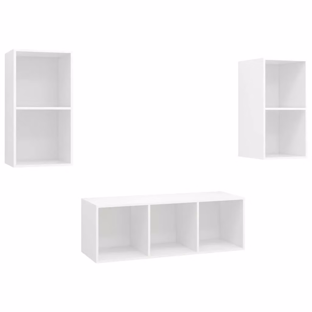 Berkfield Home 3 Piece Minimalist TV Cabinet Set in White Matt MDF – 2
