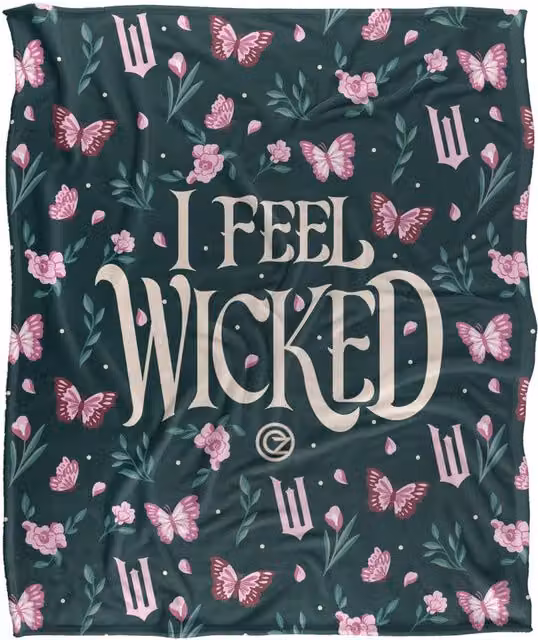Wicked Floral Butterfly Fleece Throw Blanket, Multicolour and White, W/D/H: 152 x 127 cm – 1