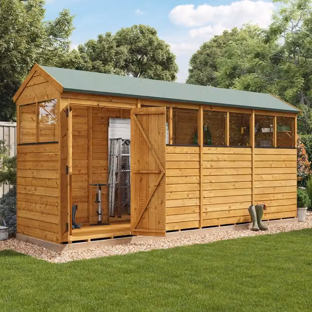 BillyOh Switch Overlap Apex Wooden Garden Shed with Window in Brown