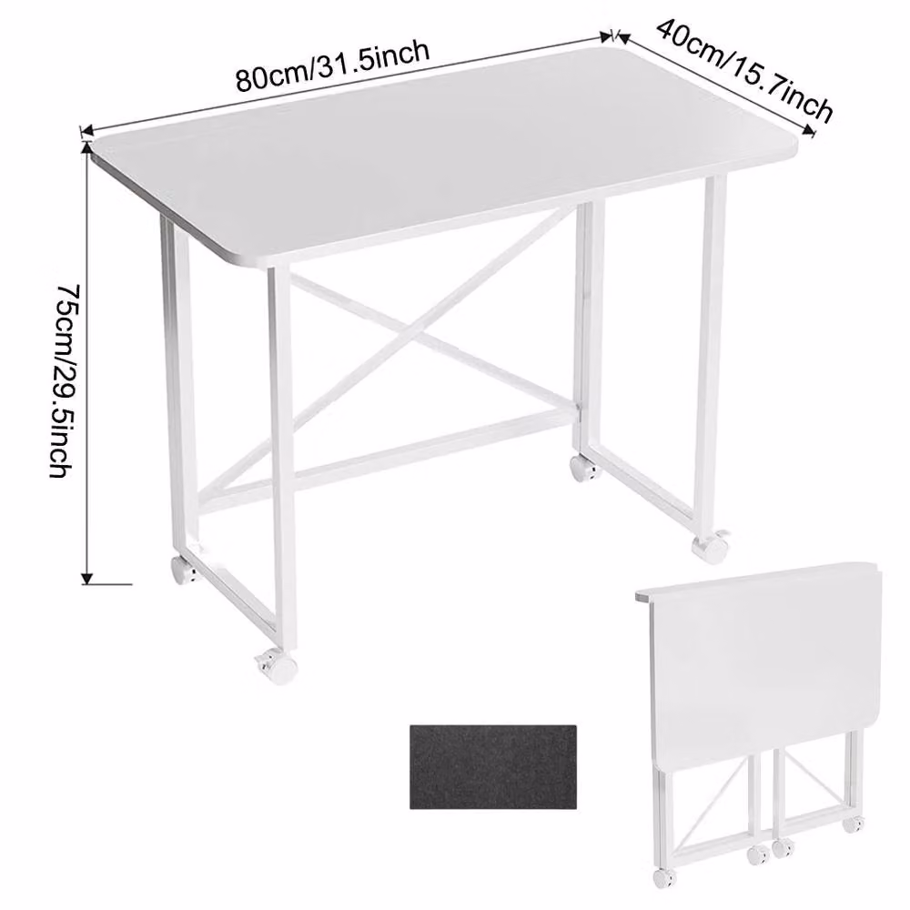 Ventryn Foldable Rolling Side Table and Laptop Writing Desk in White – 2