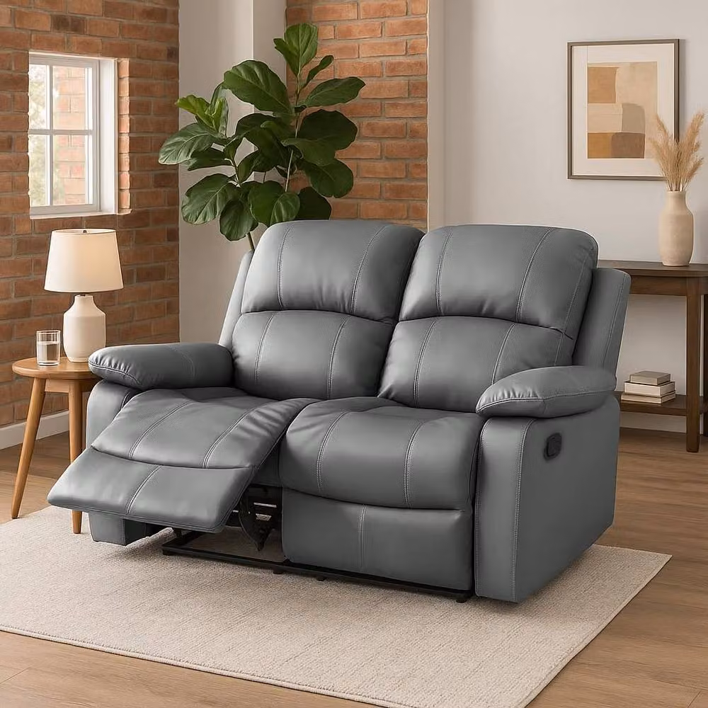 Bravich LTD 2 Seater Bonded Leather Recliner Sofa in Grey – 2
