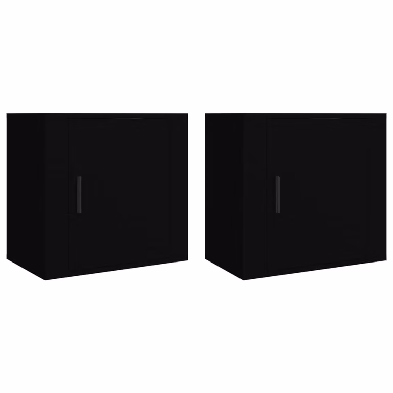 Berkfield Home Wall-mounted Bedside Cabinets, 2 Pack, Black, W: 50 cm, D: 30 cm, H: 47 cm