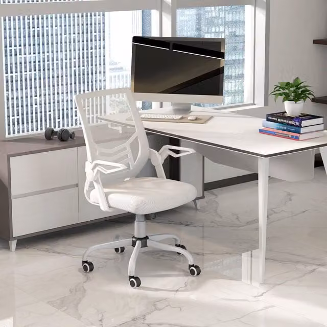 VINSETTO White Mesh Swivel Task Office Chair with Lumbar Support – 1
