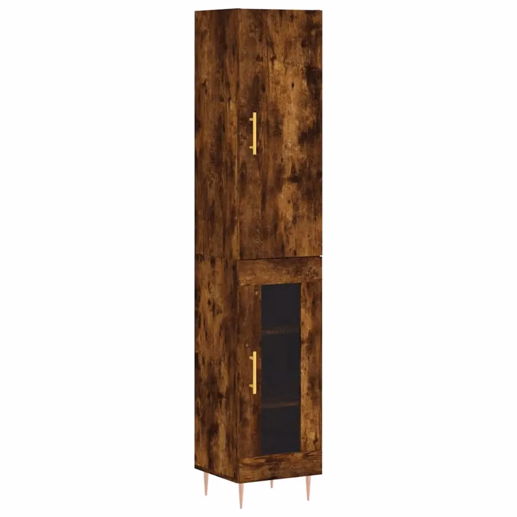 Berkfield Home Smoked Oak Highboard in Brown, W/D/H: 34.5 x 34.0 x 180.0 cm – 2