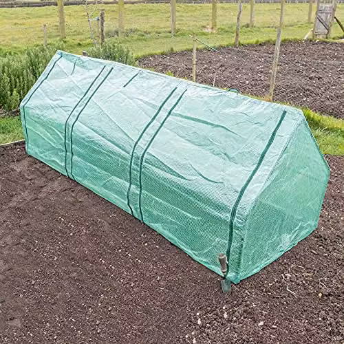 Garden Gear Extra Long Apex Cloche Plant Cover, Green Portable Mini Greenhouse with Steel Frame and Zipped Windows for Vegetable Garden Protection – 2