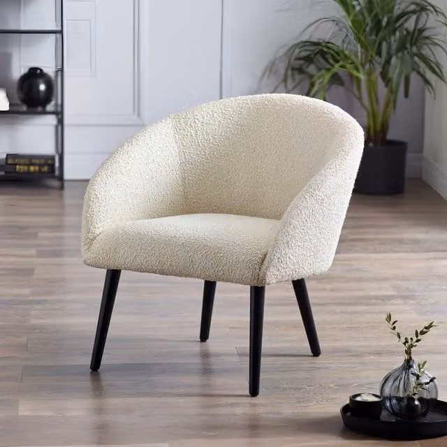 Julian Bowen Amari Modern Bouclé Fabric Upholstered Chair in White
