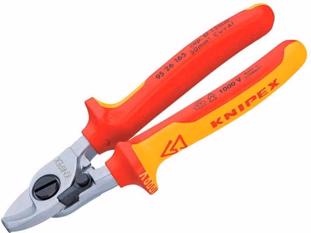 Knipex VDE Cable Shears with Return Spring in Red and Multicolour, 165 mm