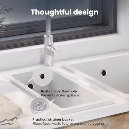 vidaXL White Granite Composite Rectangular Kitchen Sink, W/D/H: 44 x 21 x 14 cm – 3
