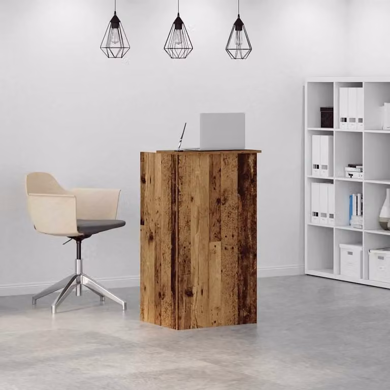 Berkfield Home Reception Desk in Old Wood Brown, W/D/H: 55 x 50 x 103.5 cm
