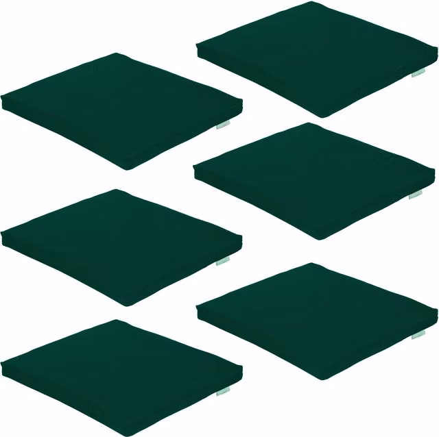 Gardenista Green Outdoor Patio Garden Chair Seat Pad, Pack of 6, W/D: 44 x 50 cm