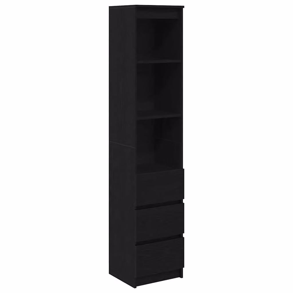 Berkfield Home Modern Black Oak Highboard with Internal Shelves, W/D/H: 37.5 x 35 x 180 cm – 2