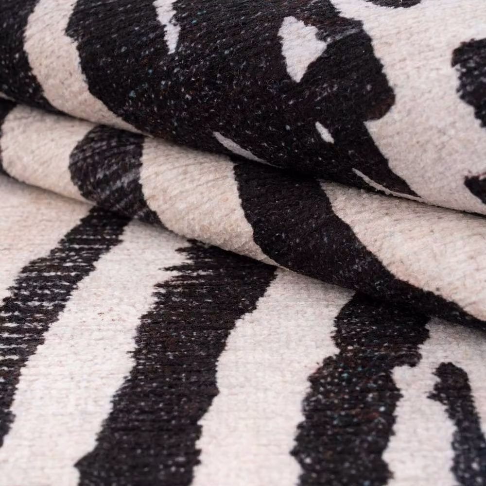 Kukoon Modern Zebra Print Area Rug in Black and White, W/D/H: 80 x 300 cm – 6