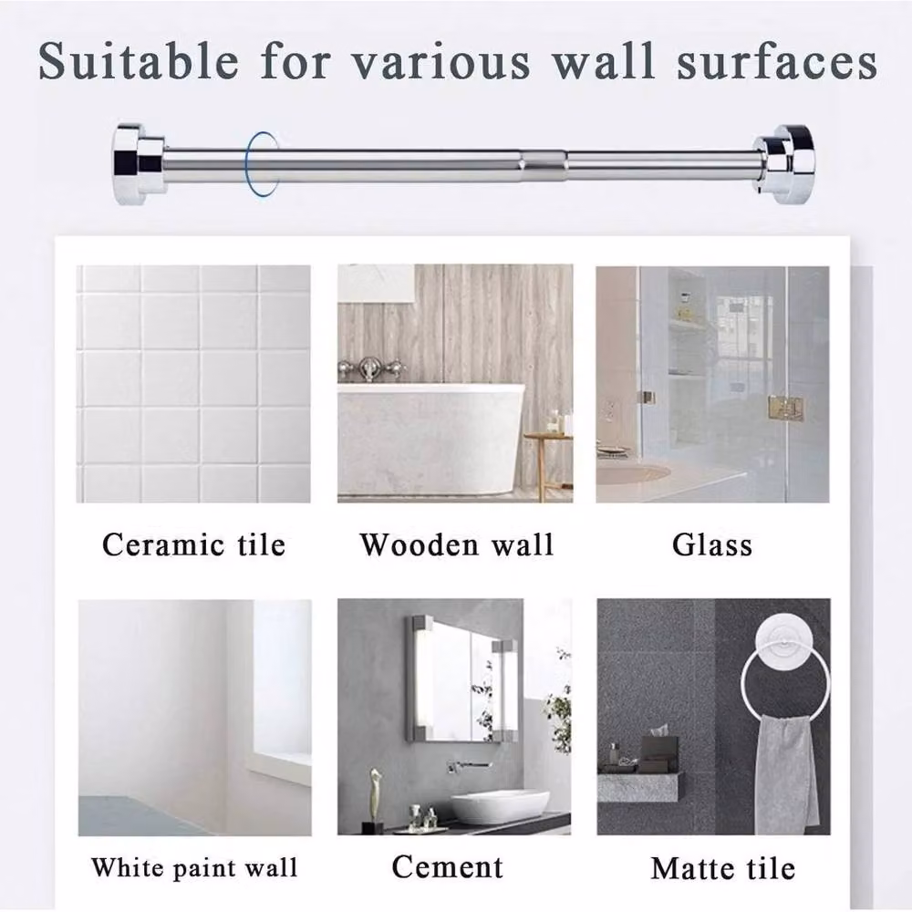 FLAVORA Silver Stainless Steel Telescopic Tension Rod for Clothes Rails and Shower Curtains, W/D/H: 100 x 52 cm – 2
