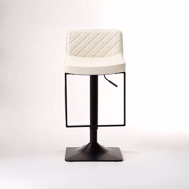 Interiors by Premier Orsina Retro White Synthetic Leather Effect and Black Metal Base Swivel Bar Chair