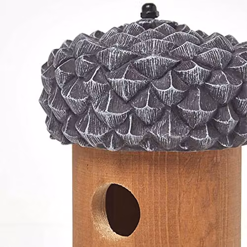 Homescapes Acorn Shaped Solid Wood Bird House Nesting Box, H 25 x W 14 cm – 2