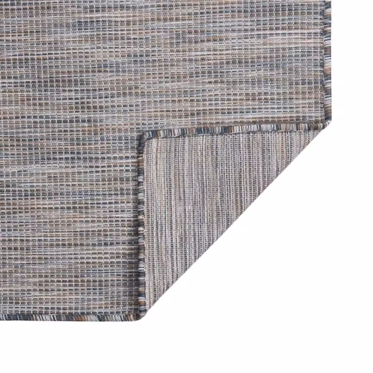 Berkfield Home Outdoor Flatweave Round Rug in Brown, Blue and Black, Diameter: 100 cm