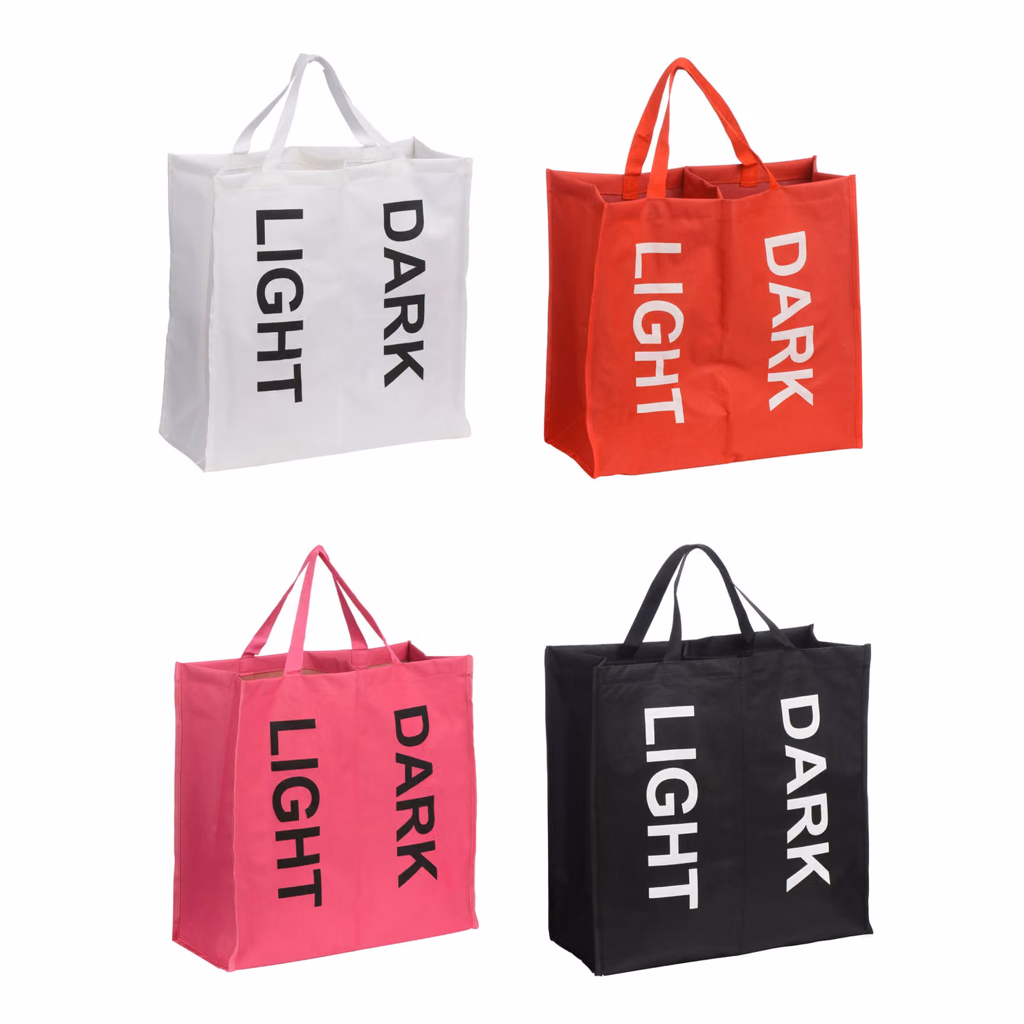 Orsina Pink 2-Section Laundry Bag with Handles and Dual-Compartment Design – 2