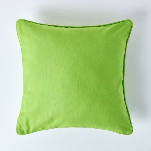Homescapes Plain Green Cotton Square Cushion Cover, 45 cm