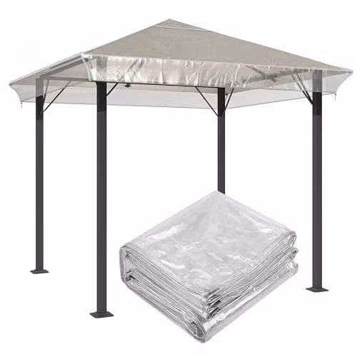 Outsunny Waterproof Transparent Gazebo Protective Cover, W: 200 cm x D: 200 cm – 1
