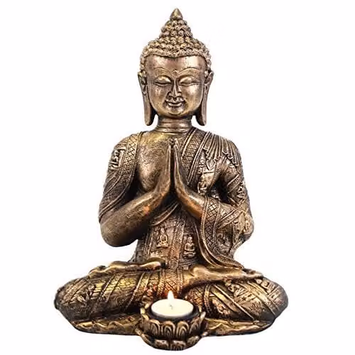 Something Different Large Buddha Tealight Holder in Gold