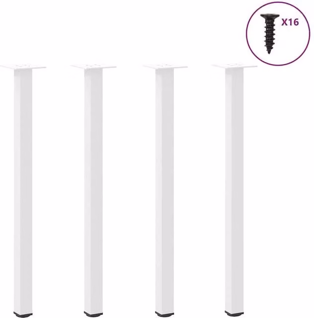 Berkfield Home Steel Coffee Table Legs, 4 Pieces, White, Height: 73 cm