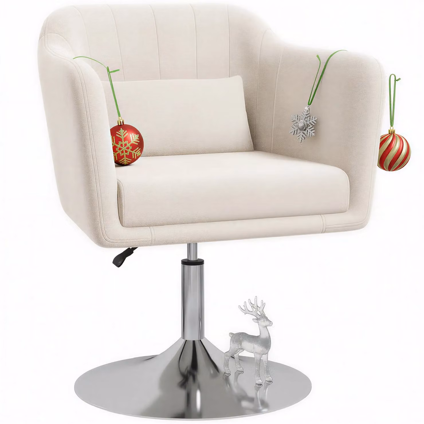 HOMCOM Retro Linen Swivel Tub Chair with Steel Frame in Beige – 2